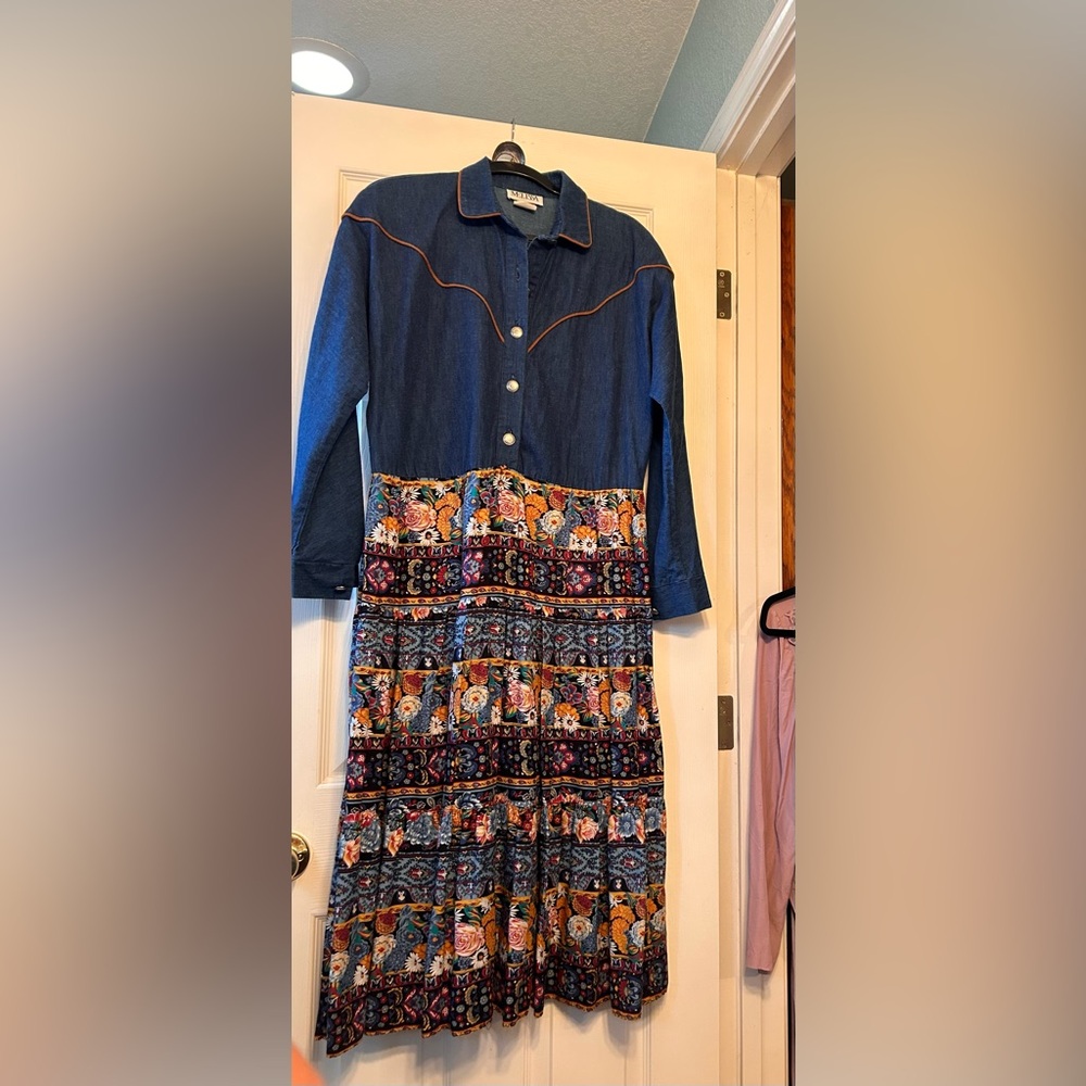 Melissa western rodeo Denim Dress vtg size 8